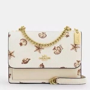 NWT Coach Mini Klare Crossbody Bag With Shell Print Gold/Chalk Multi CBI18